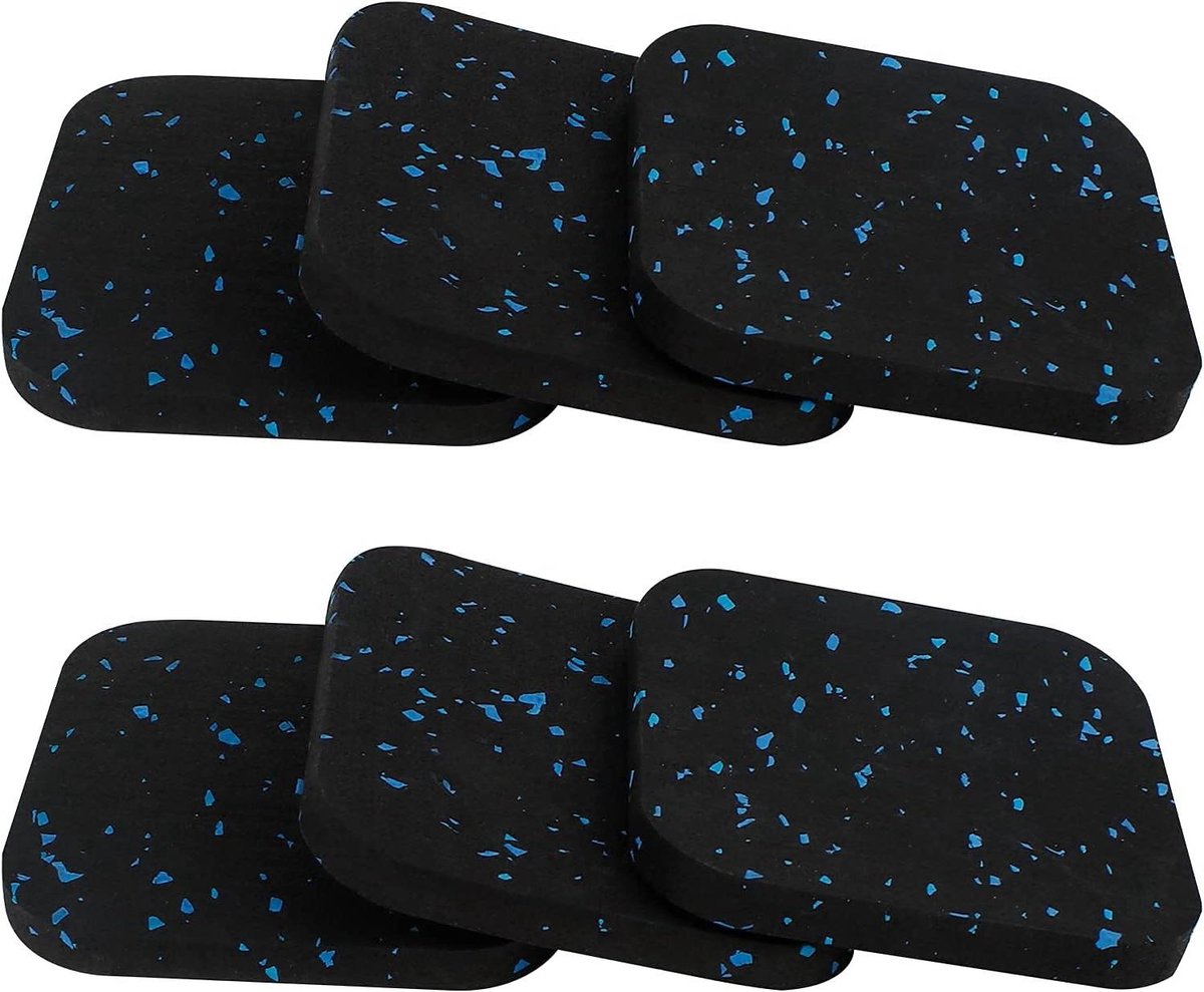 JGS Premium - Anti-vibratie rubberen mat voor wasmachine en loopband - Set van 6 - Schokabsorberende mat voor trainingsapparatuur - 10 x 10 x 1 cm