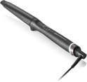 Zwarte ghd Chronos Curve conische krultang op een witte achtergrond.