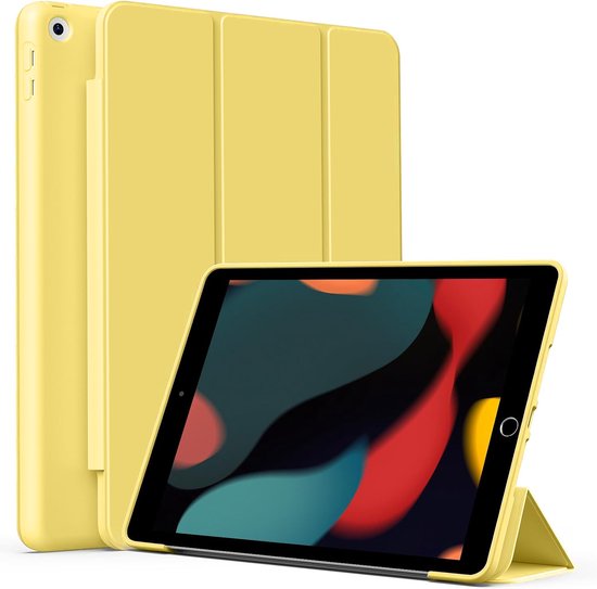 Hoes Geschikt voor Apple iPad 10.2 inch (9e/8e/7e) - Geel - Casemania Tri Fold Tablet Case - Smart Cover