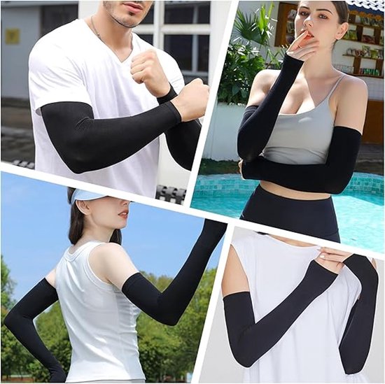 4 paar mouwen - Unisex - Sleeves - Ultralichte mouwen - Arm Sleeve - UV-bescherming voor armen - Volwassenen - Zonnebrandcrème Mouw IJszijde Arm Mouwen - Comfort Cooling Sports Compressiemouwen - Ideaal voor sporten, fietsen, golfen - Zwart — afbeelding 5