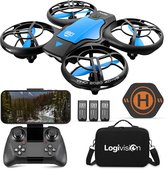 Logivision V8 Drone - Drone met 4K Camera - Mini drone - Drones - Voor Kinderen/Volwassenen - Drone DJI - Tot 90 Minuten Vliegen - Inclusief Opbergtas, Landing pad, 3 Batterijen