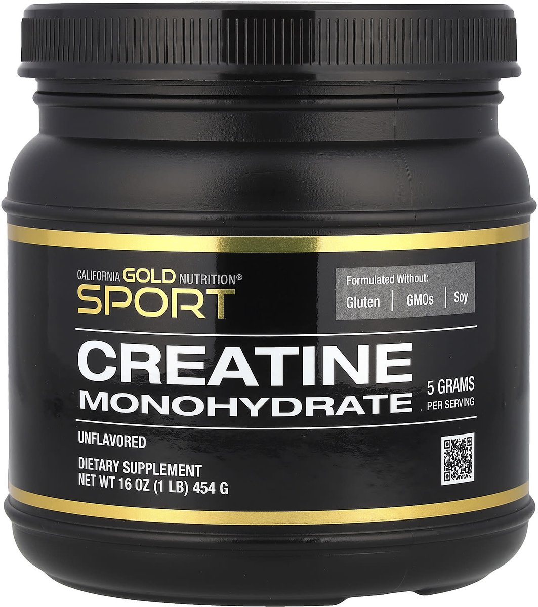 California Gold Nutrition, Sport, Creatine Monohydrate, Unflavored, 1 lb (454 g)