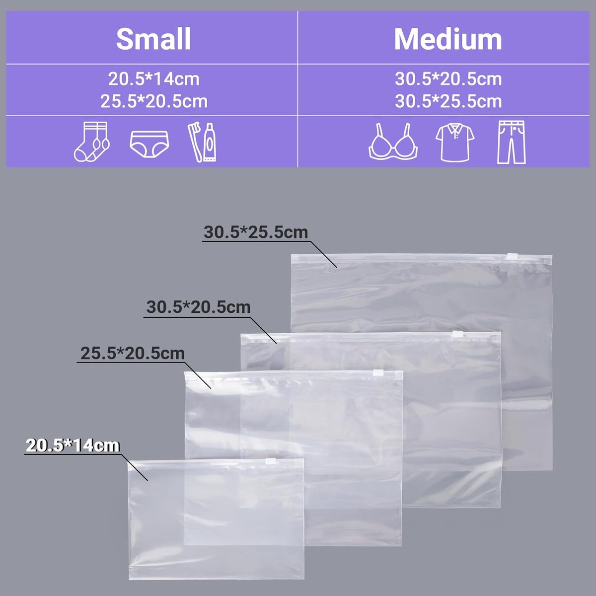 QlyYea Ritszakken voor Kleding, 50 Stuks 25 * 35cm Frosted