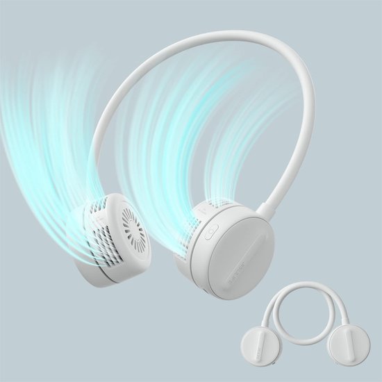 Draadloze Nekventilator – Bladloos, 360° Luchtstroom, 3 Standen, USB-C Oplaadbaar, Stil & Krachtig – Ideaal Voor Warme Dagen