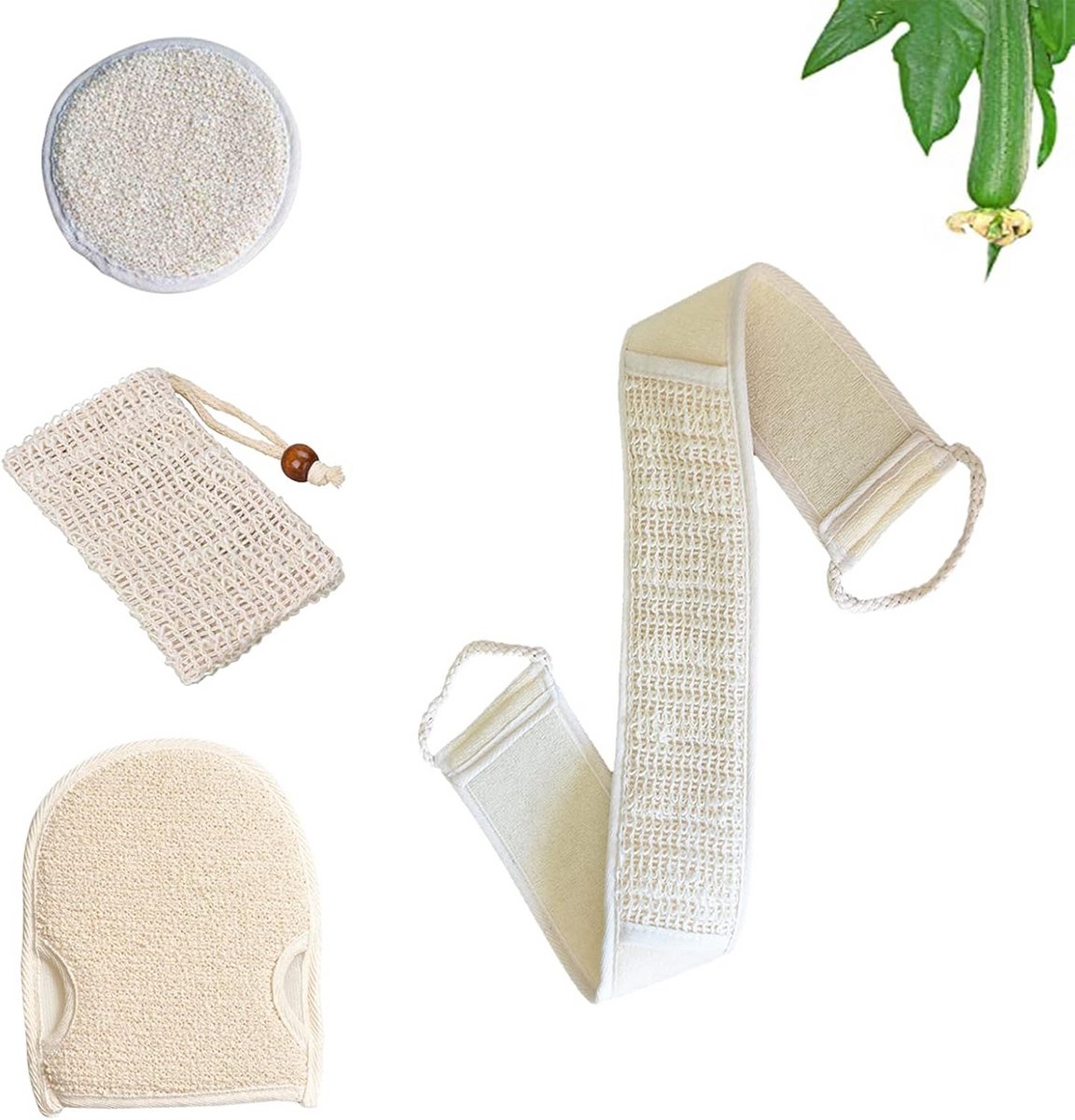 Natuurlijke Exfoliërende Loofah Spons en Scrubber Riem voor Lichaamsverzorging