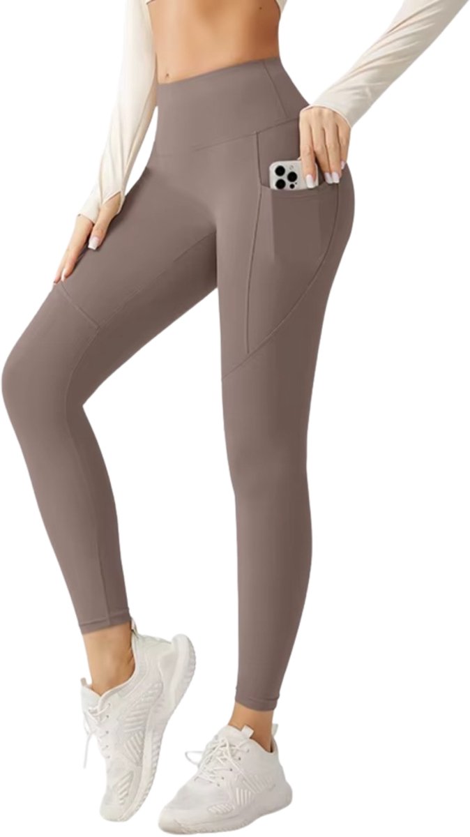 RAMBUX® Sportlegging Dames - Bruin - Maat S - High Waist - Shape Legging