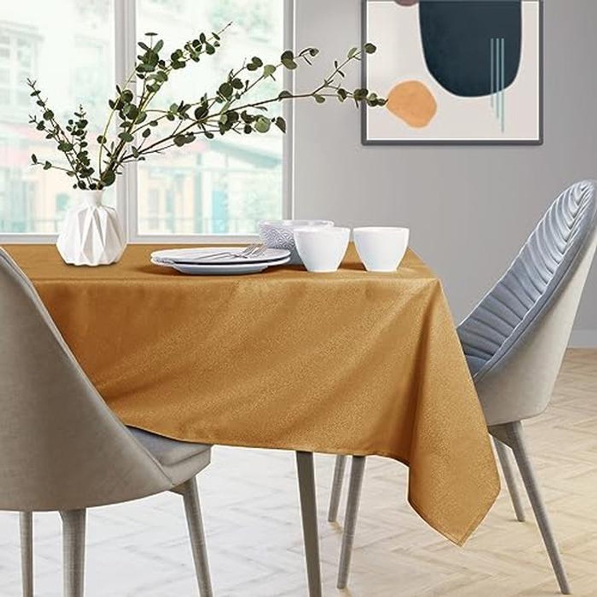Waterafstotend Tafelkleed met Lotuseffect - Linnenlook Goud 110x200 cm