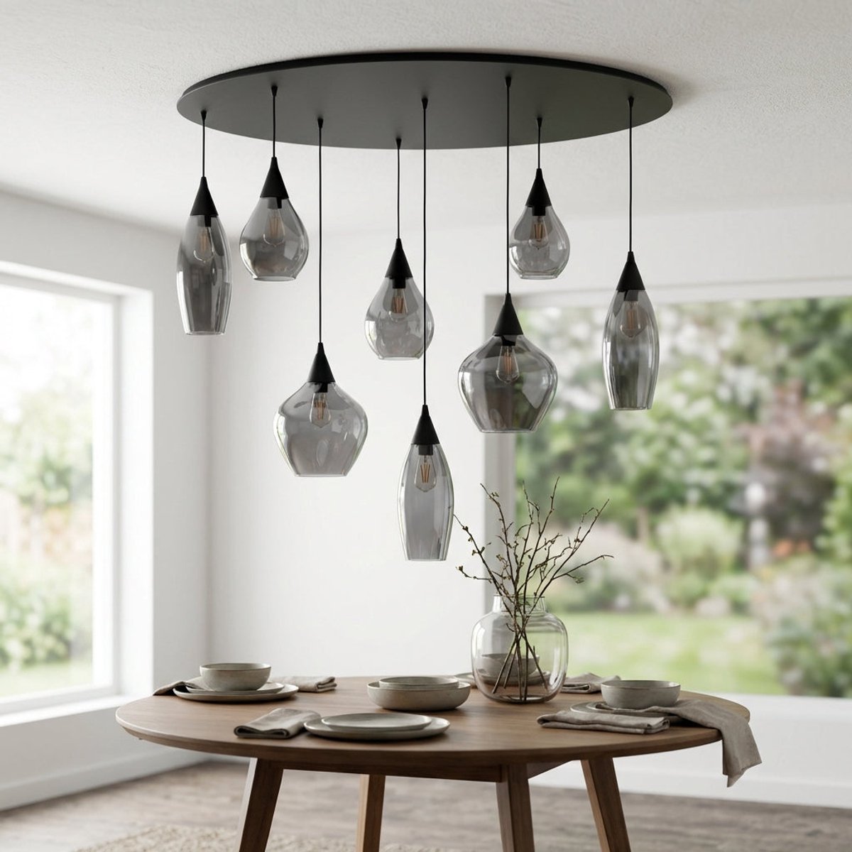 Highlight Hanglamp Cambio 8 lichts ovaal L 100 cm zwart