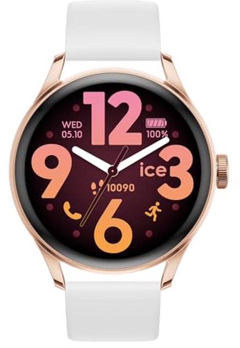 Slimme Roze Gouden Verbonden Dameshorloge met GPS en AMOLED Scherm - Silicone Armband