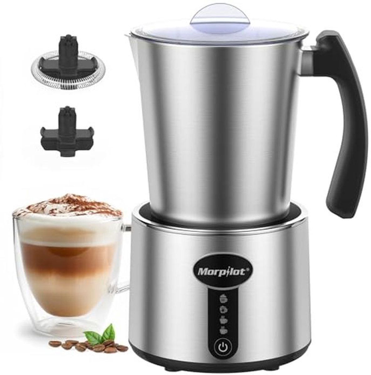 Elektrische melkopschuimer 4-in-1 - Roestvrij staal, 230 ml cappuccino, 500 ml warme melk