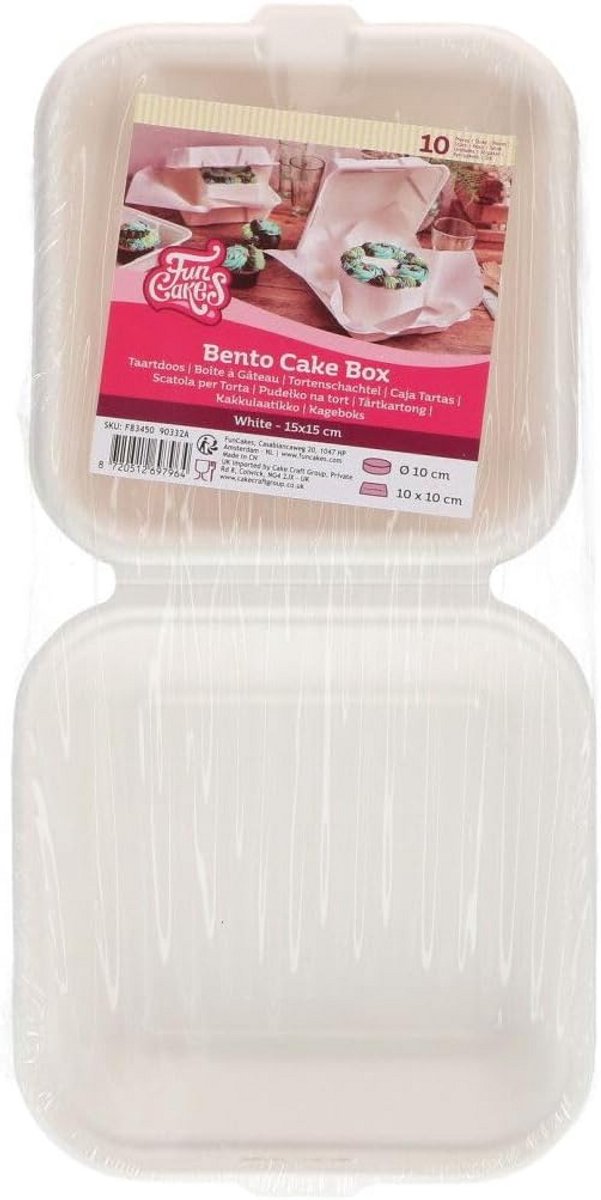 Bento Cake Box 10 Stuks - Taartdoos voor Transport van Taarten en Cakes - 15x15 cm