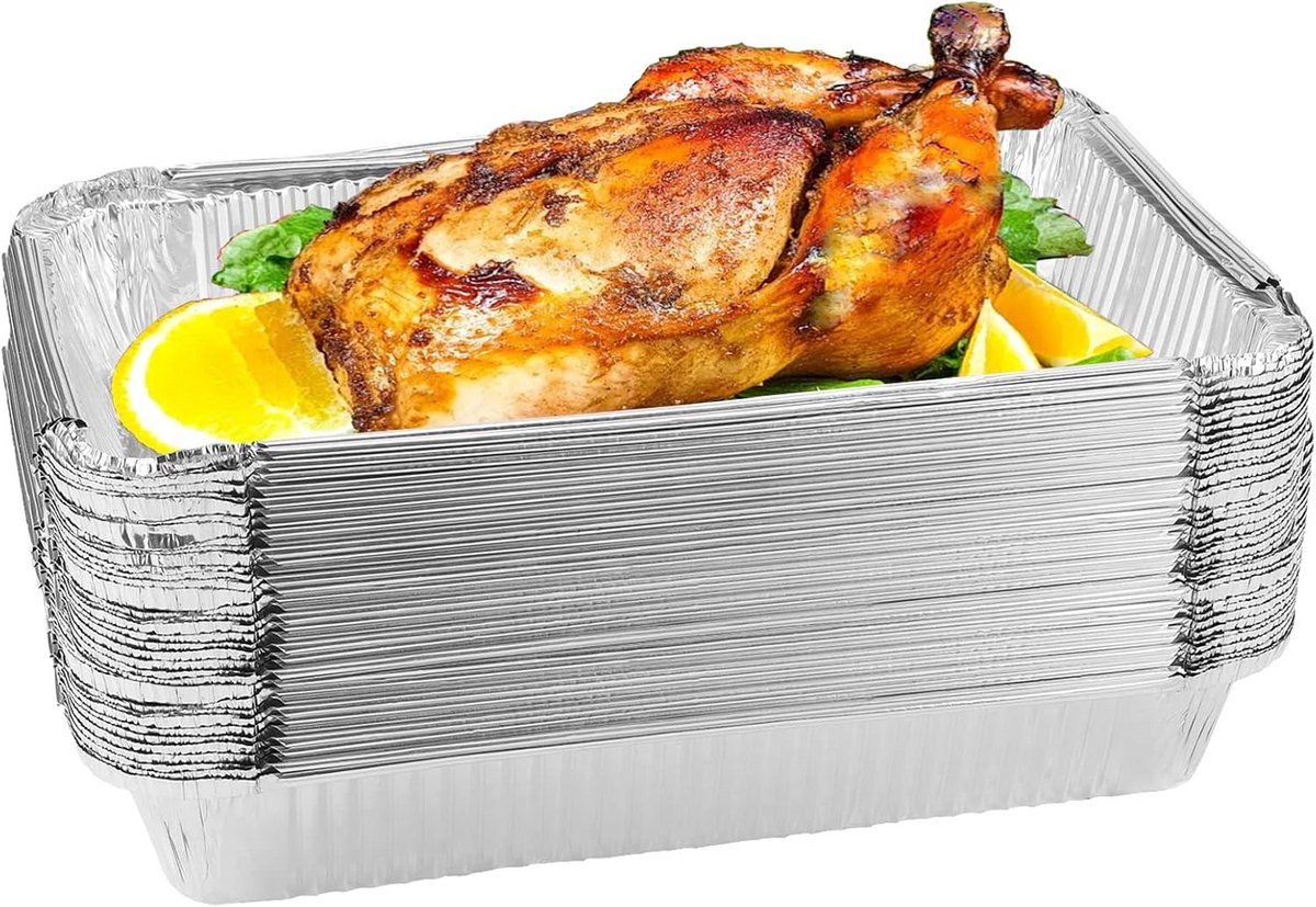 25 Pack 31 x 20 x 5 cm Aluminium Blikfoliebakken voor BBQ en Bakken