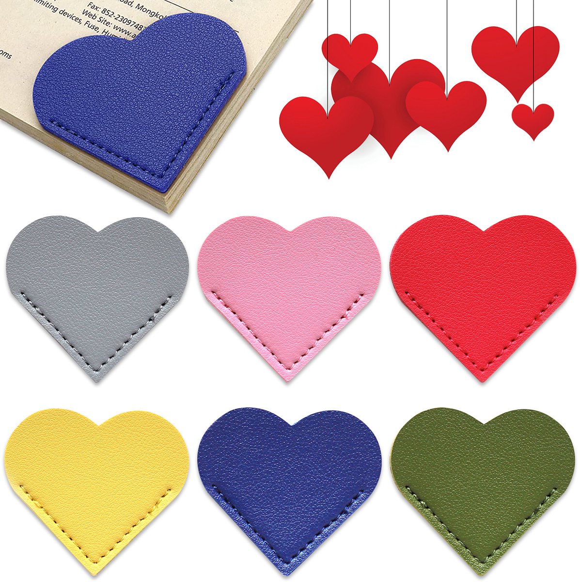 Gigicial Bladwijzer - Handgemaakt Materiaal - Vintage Leren Hartvormige Design Waterdicht En Slijtvast - 6 Stuks - Voor Boekenliefhebbers En Tieners In Diverse Kleuren