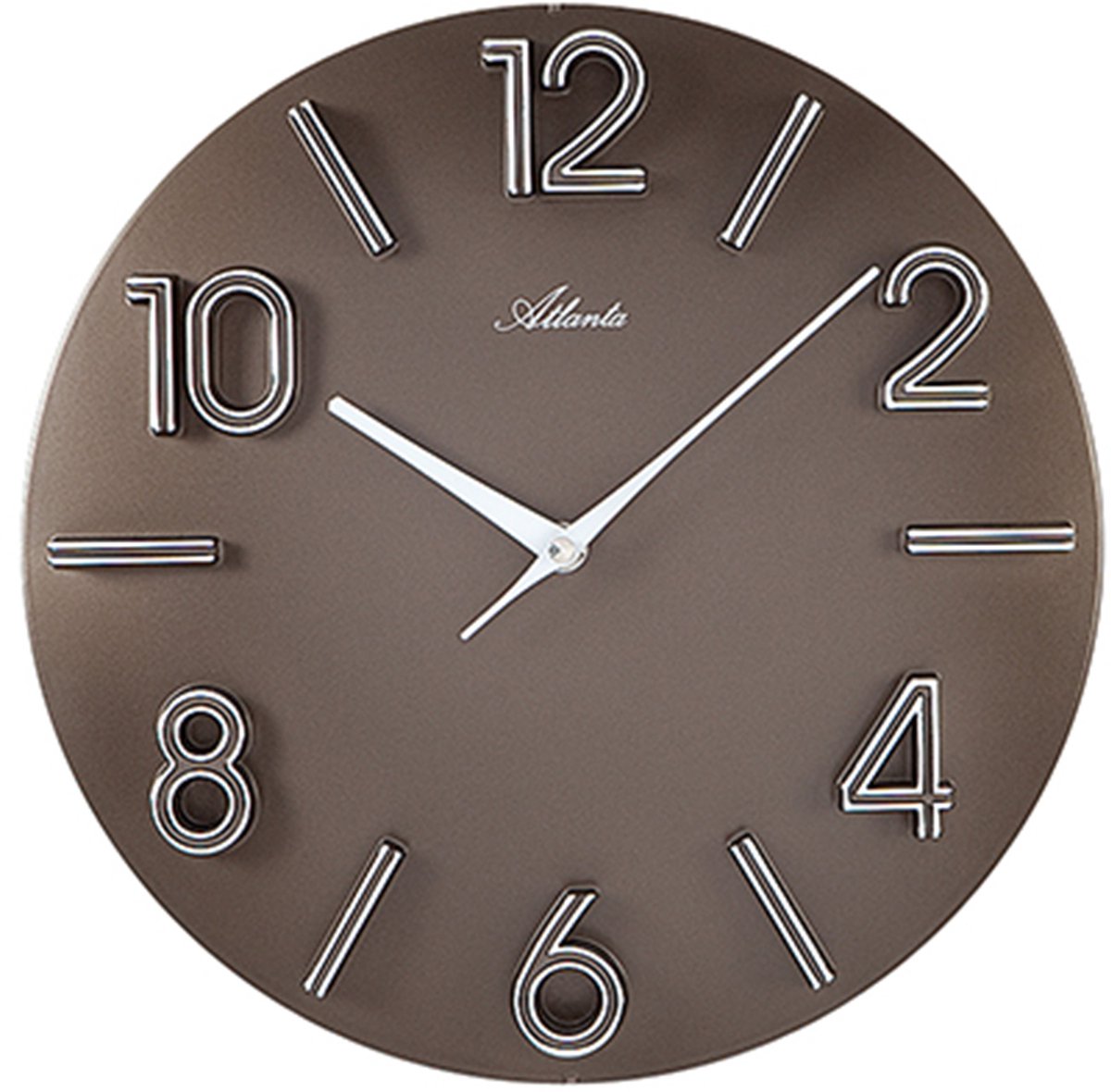 Mooi wandklok van het merk Atlanta 4397-3 BRUIN/ZILVER