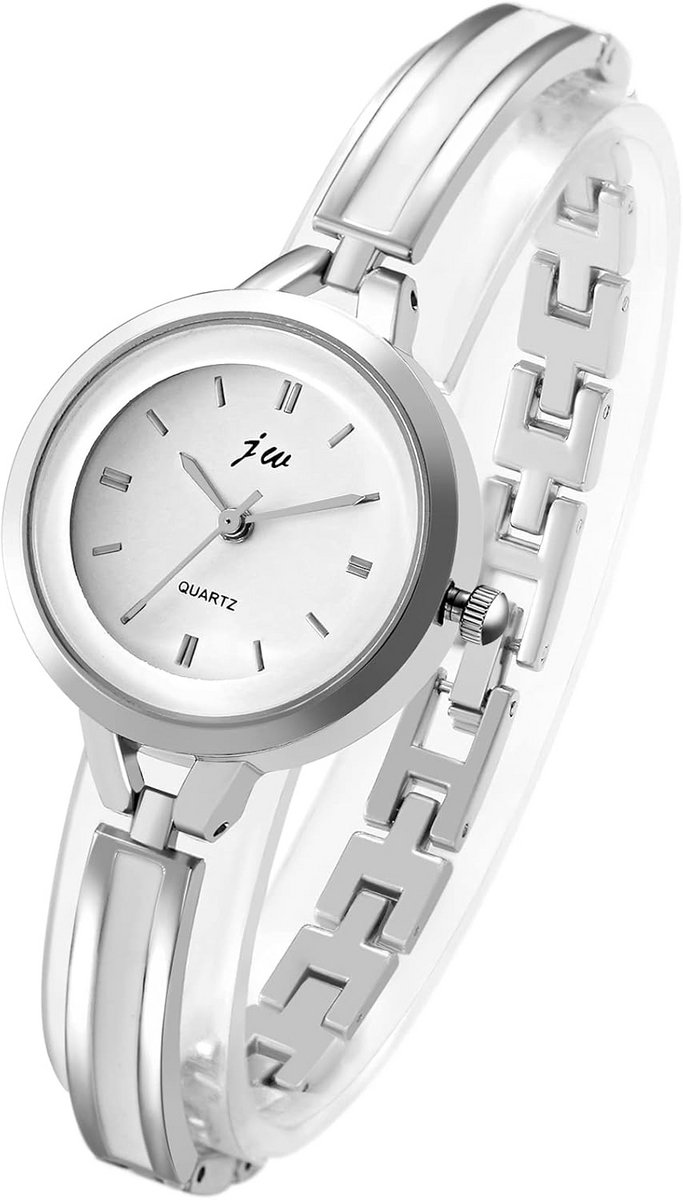 Zilver-Goud Tone Stijlvolle Armband Horloge voor Vrouwen met Strass en Ronde Wijzerplaat