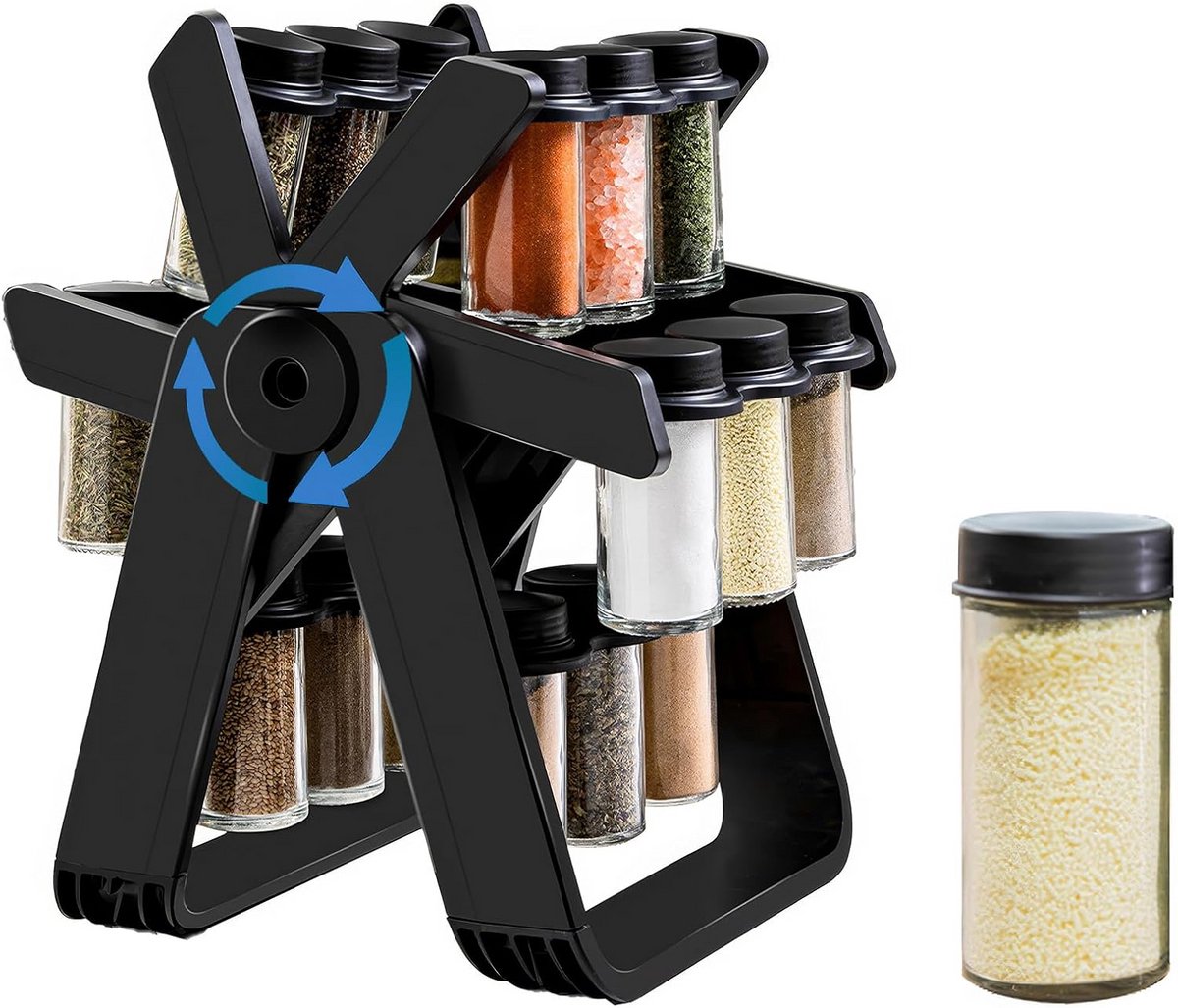 Kruidenpotjes Set van 18 met Etiketten en Rek - Lege Glazen Potten 100 ml