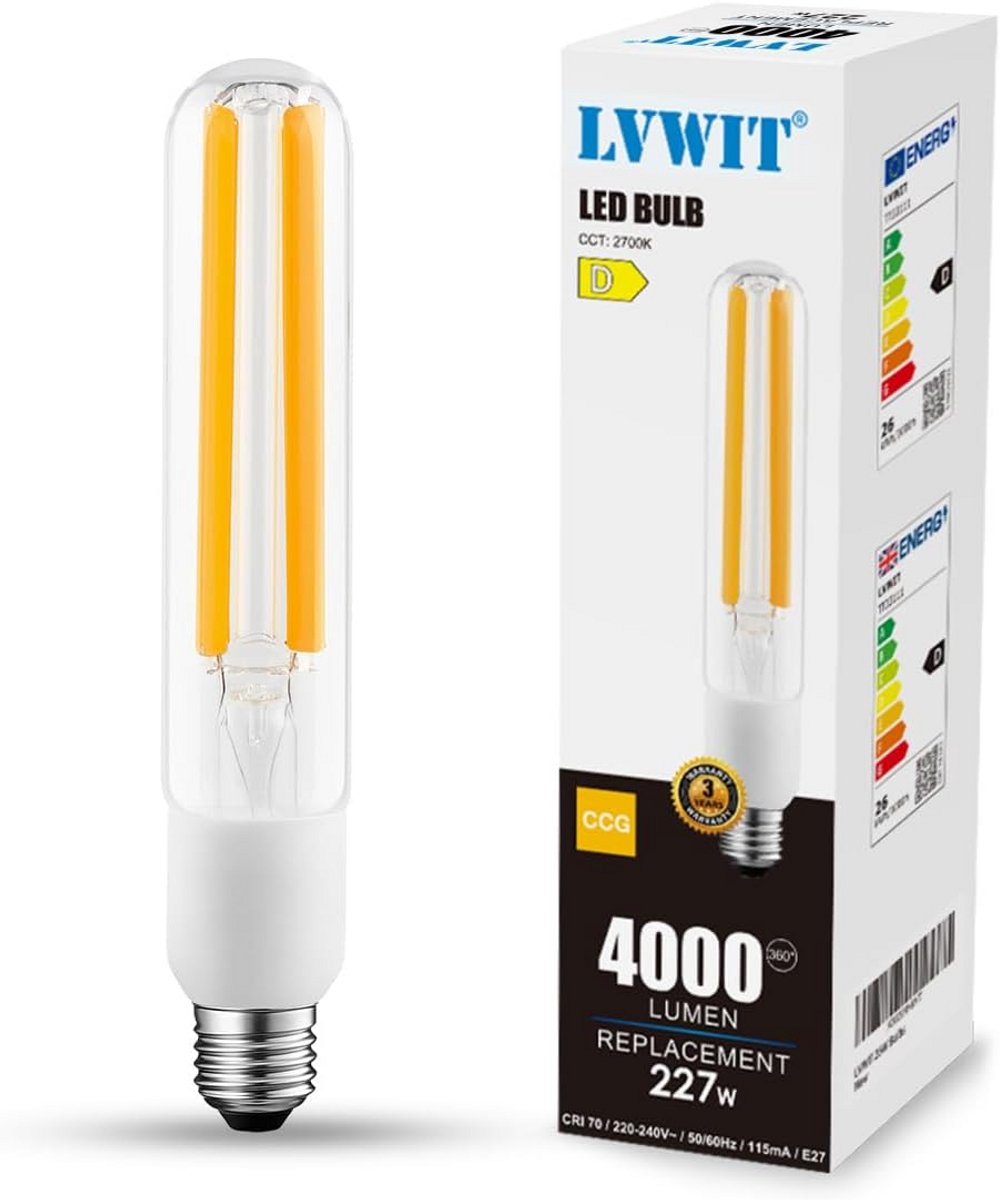 E27 LED Lamp 26W Vintage Gloeilamp - Warm Wit, 2700K, 4000 Lumen voor Schuren en Sportscholen