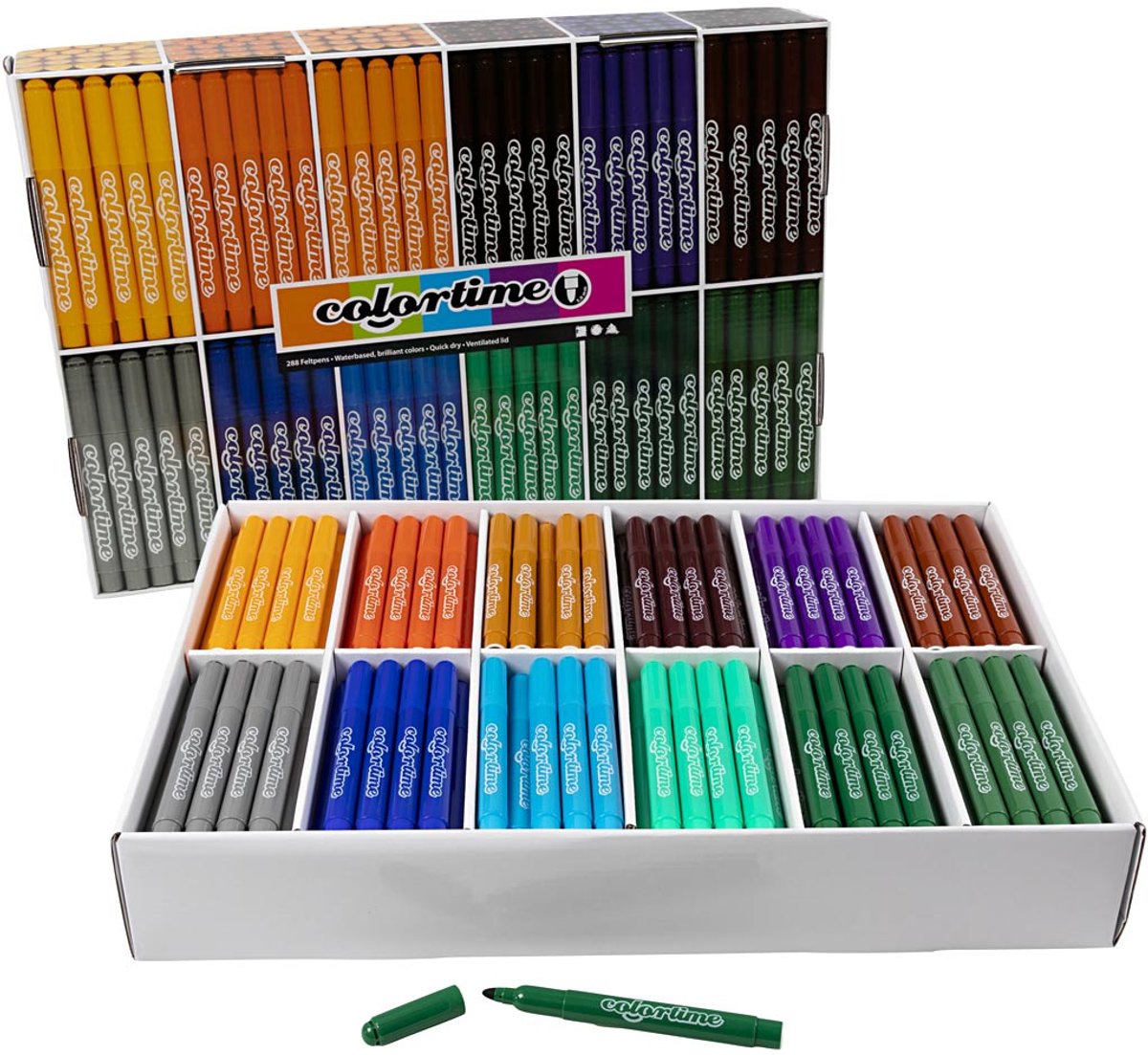 Colortime stiften, lijndikte 5 mm, extra kleuren, 12x24 stuk/ 1 doos