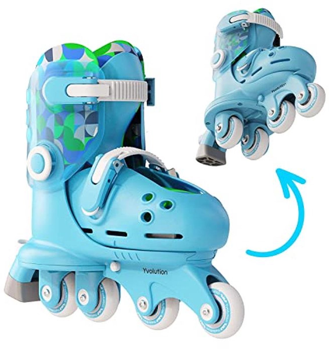 Kinderen 2-in-1 Rollerskates - Verstelbare Inline Skates voor Jongens en Meisjes, Geschikt voor Binnen en Buiten (Blauw)
