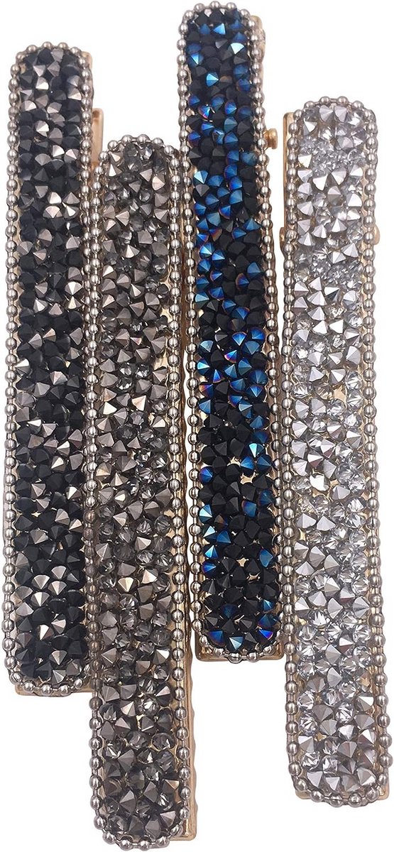 Strass Kristal Haaraccessoires - Lange Slanke Snavel Eendenbek Alligator Clips - Set van 4