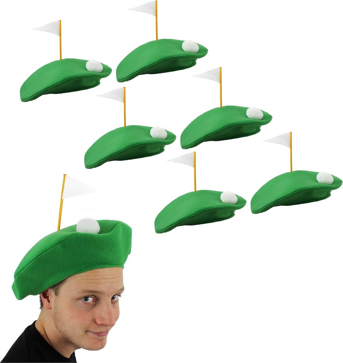 Golf Beret met Pompom en Vlag - Accessoire voor Feestelijke Golfevenementen