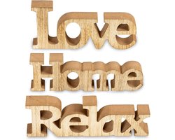 3-delige set houten belettering Love Home Relax - witte vintage decoratie
