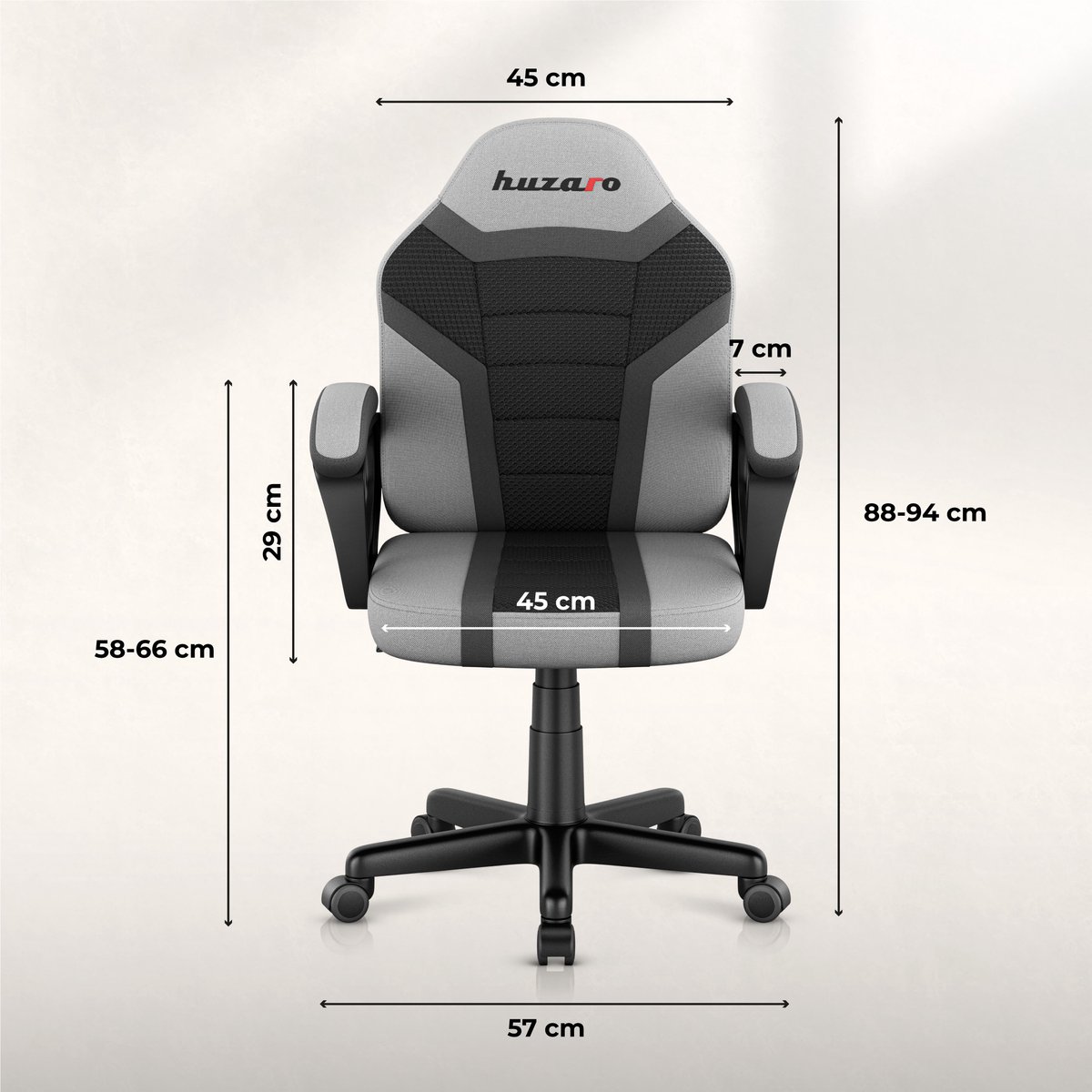 Huzaro - Ranger 1.0 Grey Mesh -Gamestoel voor kinderen - afbeelding 2
