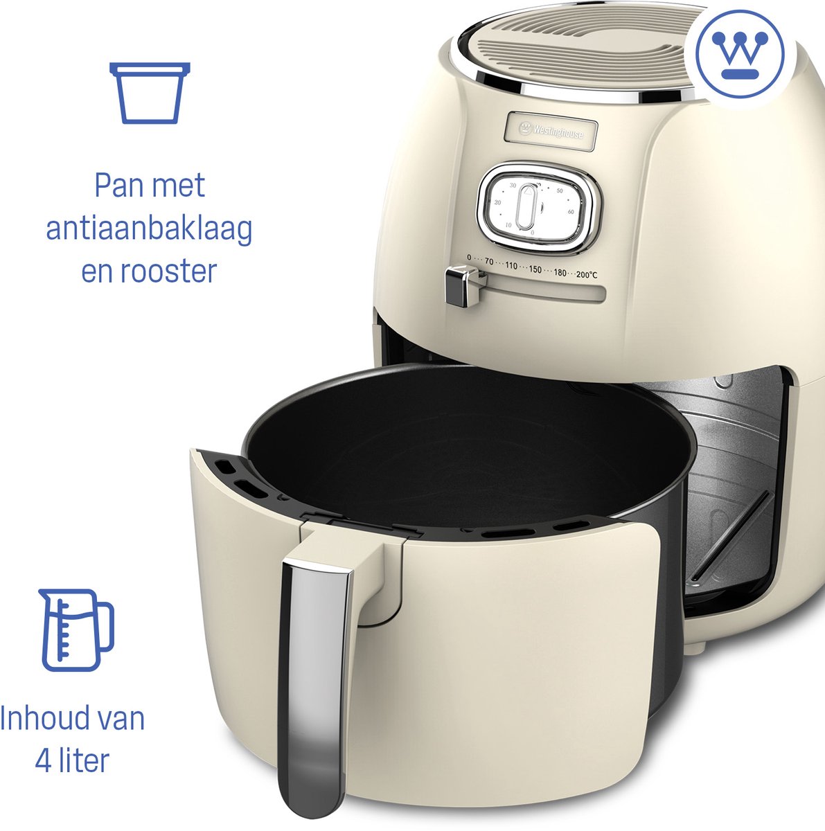 Westinghouse Retro Airfryer met Dubbele Lade 1500W 4L Wit - afbeelding 2