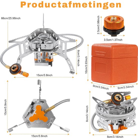 Camping Gasfornuis - Roestvrij Staal - Winddicht Ontwerp - Opvouwbaar - Voor Kamperen en Trekking — afbeelding 2