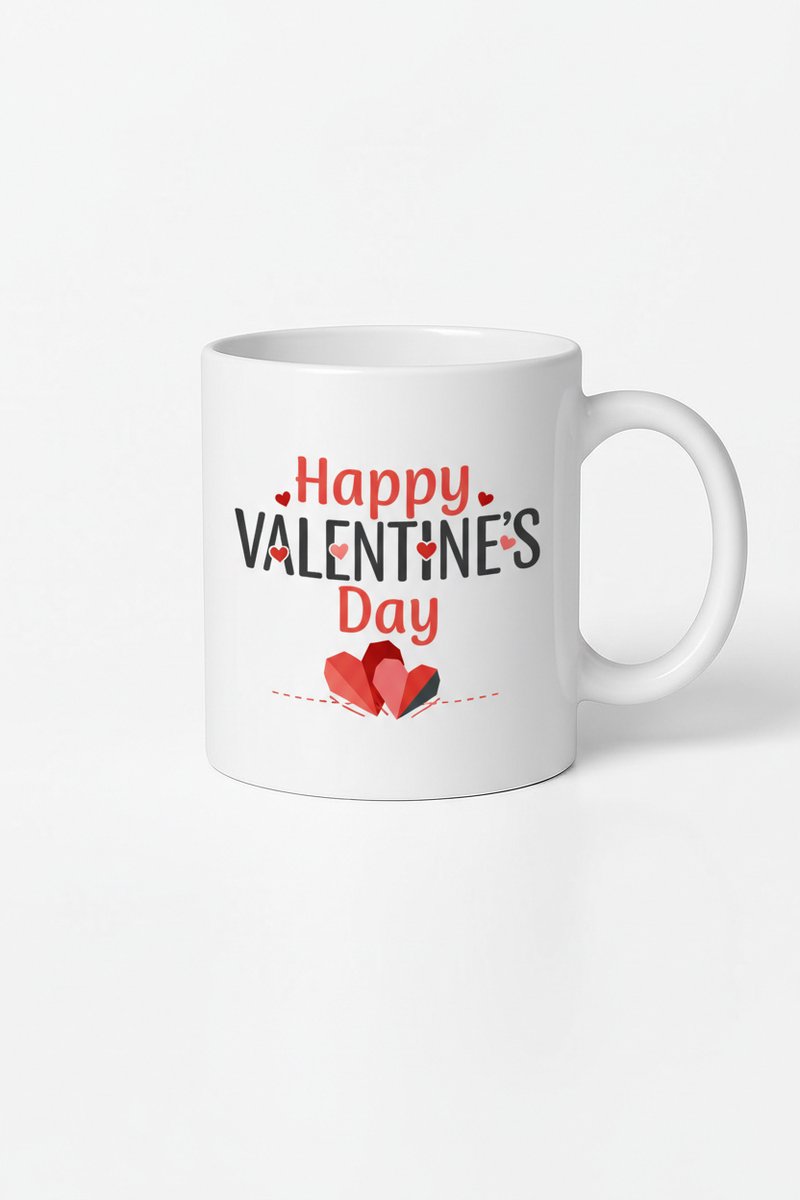 Valentijnsdag Mok - 'Happy Valentine's Day' Design - Romantisch Liefdes Cadeau