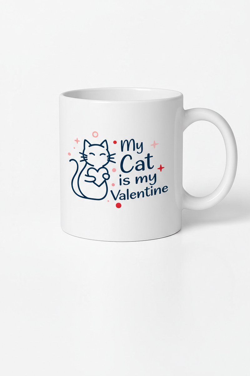 Mijn Kat is mijn Valentijn Mok - Uniek Kattenliefhebber Cadeau Beker
