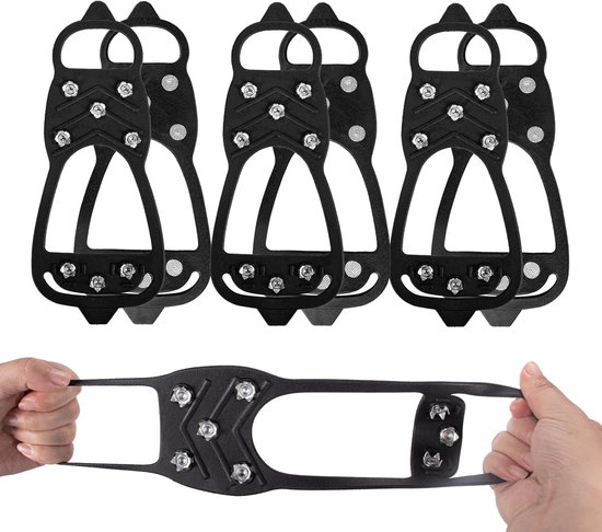 3 paar universele ijsstijgijzers | Schoenovertrekken | Antislip | antislip spikes voor ijs en sneeuw | antislip schoenen voor schoenen en laarzen om te wandelen, hiken en klimmen, Zwart M 34-40|Cyslmuk®
