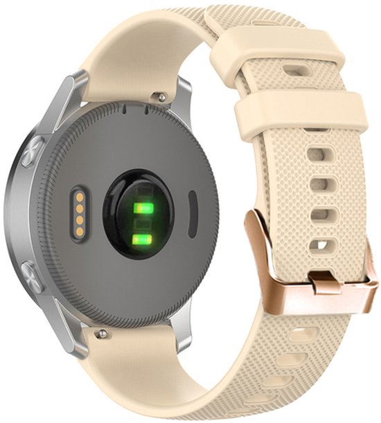 Stravo 18mm Siliconen Smartwatch Bandje - Geschikt voor Garmin Vivoactive 4S / Vivomove 3S / Venu 2S / Venu 3S / Venu 4 41mm / Forerunner 255S / 265S - Siliconen horlogebandje voor Huawei Watch GT 5 (42mm) / GT 6 (41mm) - Starlight