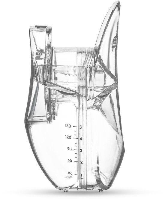 Transparant borstkolfreservoir met milliliterschaal van 30 ml tot 150 ml.