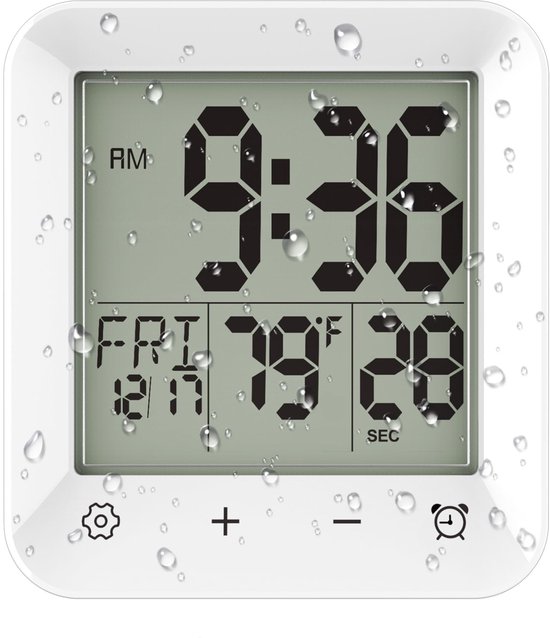 Hangende klok voor Badkamer Douche Klok Stille Badkamer Kleine Digitale Wandklok Batterij Aangedreven Tickless Klok met Zu Hangende klok voor Badkamer Douche Klok Stille Badkamer Kleine Digitale Wandklok Batterij Aangedreven Tickless Klok met Zu