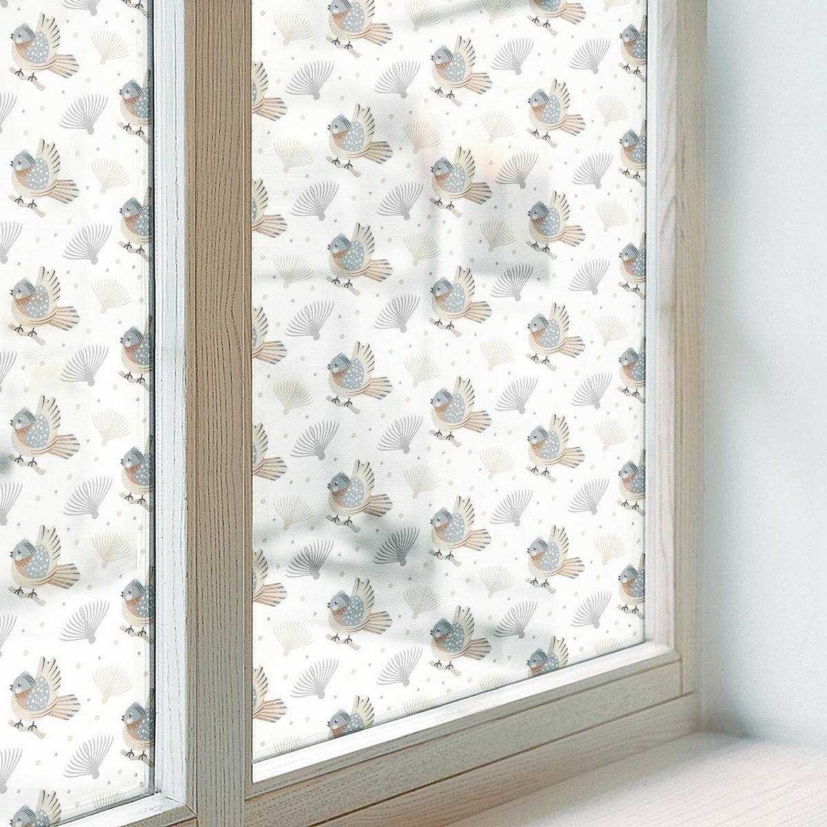 Coloray Privacy Folie Raam - Vogelpatroon Anti inkijk Folie - 50x100 cm - Wit Privacy Folie Raam - Raamfolie Tegen inkijk Glas in Lood - Voor de slaapkamer, woonkamer en hal. - Raamfolie Zonwering