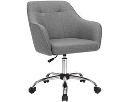Verstelbare bureaustoel met wielen, stevig metalen frame (max. 120 kg), zachte en ademende zitting. Geschikt voor kantoor en studeerkamer. 64 x 64 x (83-93) cm, grijs