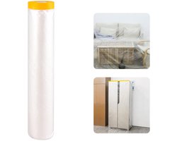 Afdekfolie - 270cm×20m - Afplakfolie - Met afplaktape - Masking tape - Afdekken tijdens schilderen - Plastic afdekzeil - Zelfklevend afdekvlies - Waterdichte beschermfolie - Voor komt stof en verf op auto's, meubels en vloeren - Transparant