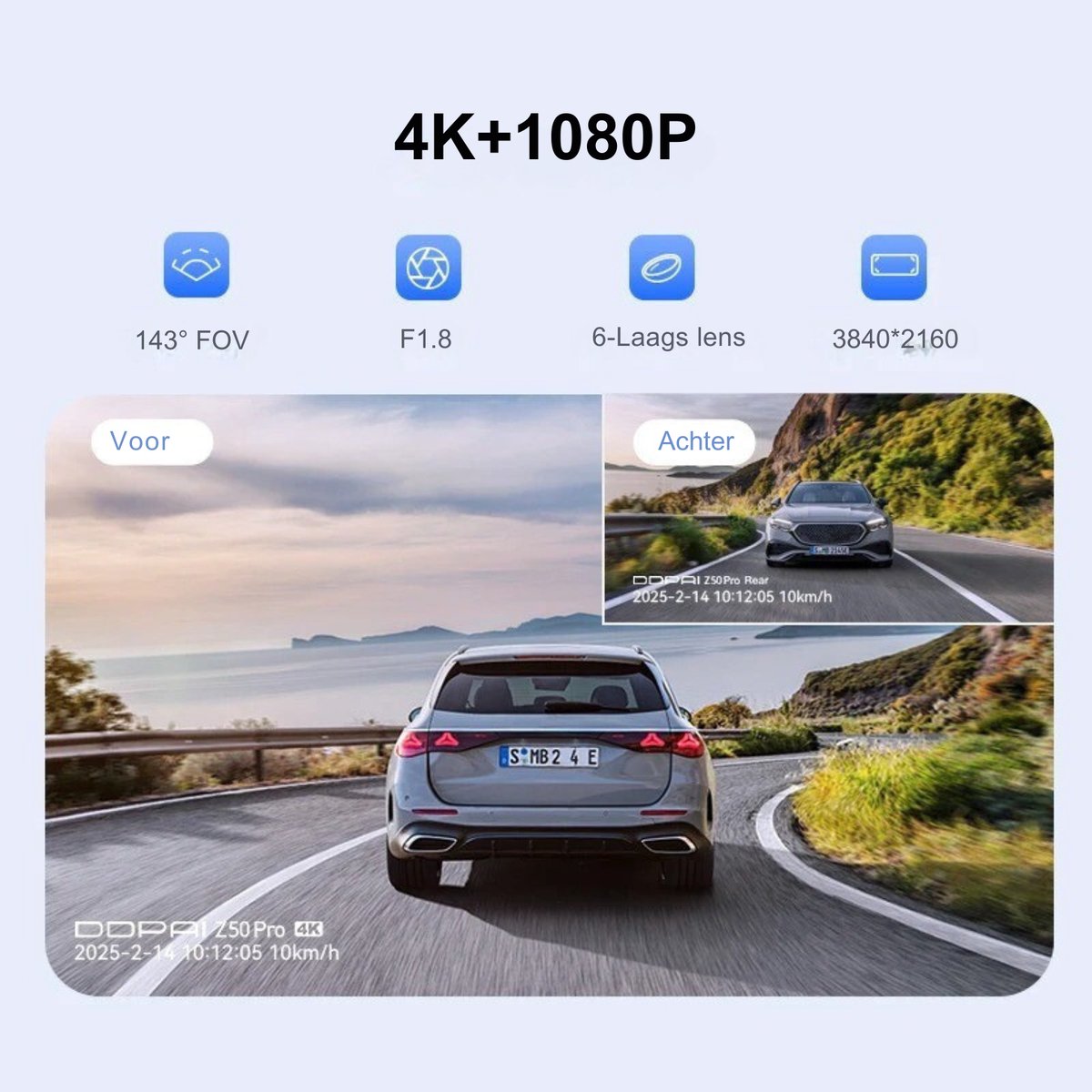 Rolu Dashcam – Dashcam Voor Auto – Parkeermodus - 4K HDR – Nachtzicht – 64GB Opslag – 3840 x 2160 Resolutie – foto 2