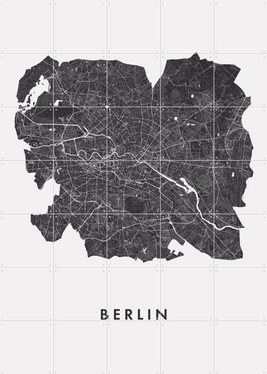 Plan de Berlin IXXI, Art in Map - 100 x 140 cm - Support de suspension gratuit - Grande décoration murale et affiches - Design graphique, abstrait, minimaliste