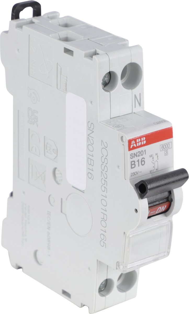HAF installatie automaat - 16A - B karakteristiek - 6kA - 1 P/N - wit
