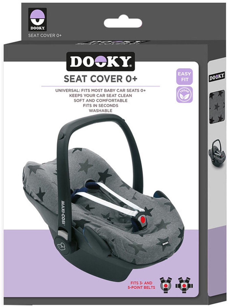 Dooky Seat Cover 0+ Autostoel hoes Grey Star - Universele Autostoelhoes Maxi Cosi CabrioFix, Maxi Cosi hoes Pebble, Maxicosi hoes, Cybex en meer - Autostoelhoes Baby Universeel – foto 5