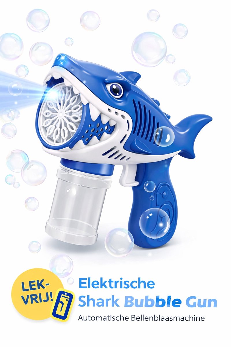 Elektrische Bubble Gun Haaienvorm – Blauw – Automatische Bellenblaasmachine – Bubble Blower voor Kinderen – Buitenspeelgoed 3+