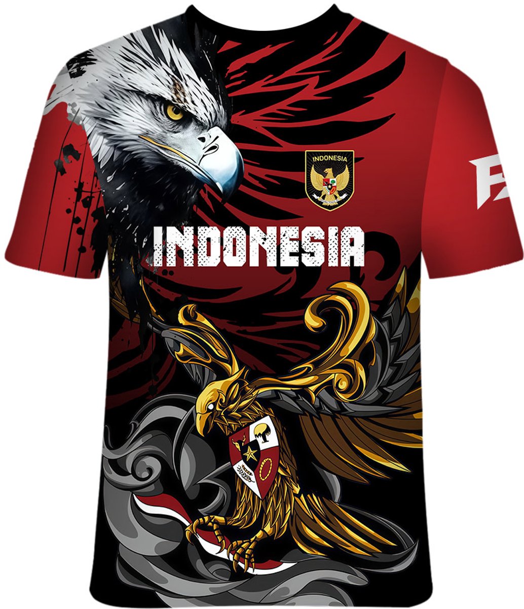 FIGHTSENSE Garuda Warrior T-Shirt Indonesia – Red Black – Sportief Shirt - MAAT L