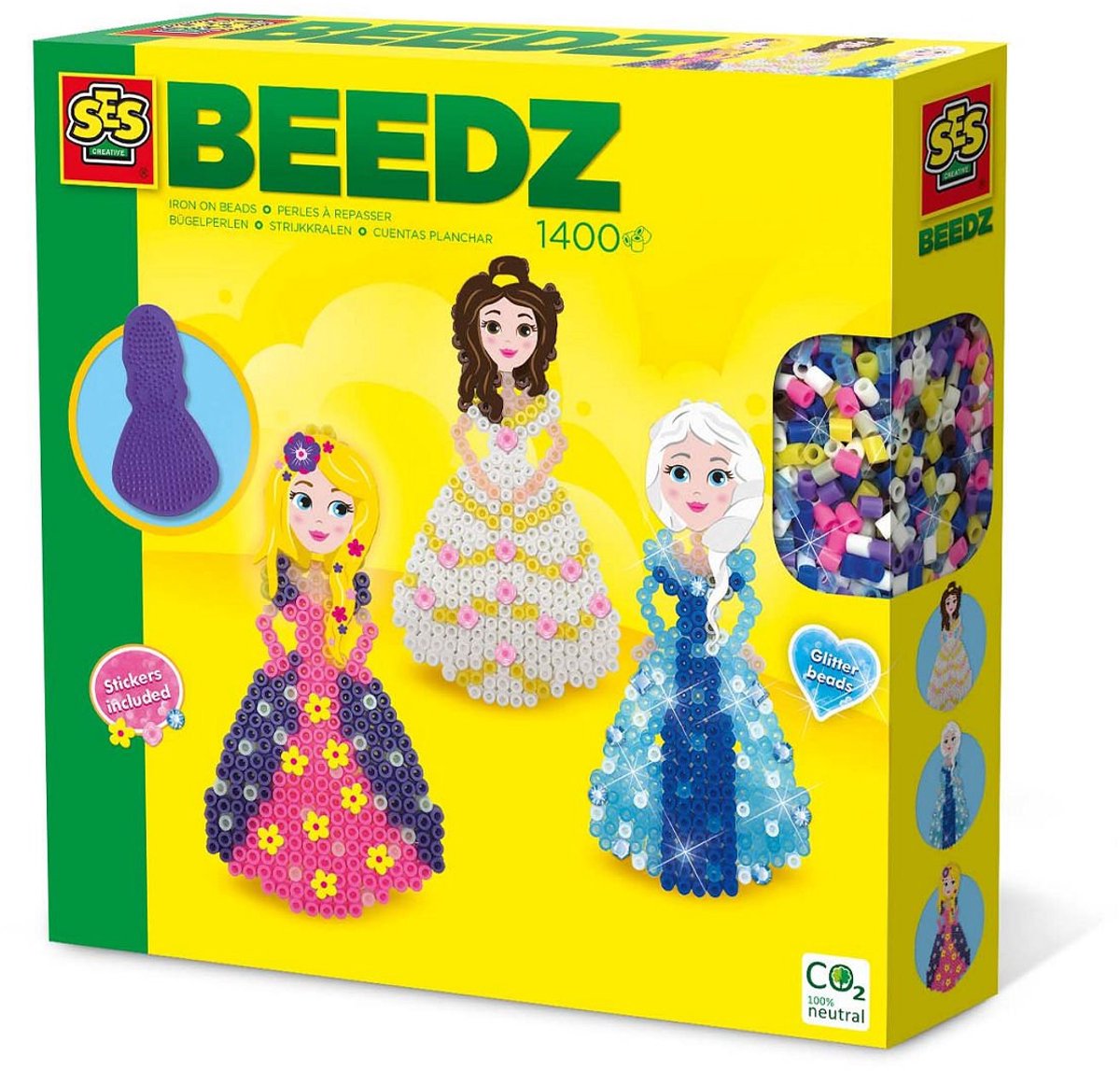 SES Creative - Beedz - Prinsessen - 1400 Strijkkralen met Grondplaten, Glitters en Strijkvellen - Vanaf 5 Jaar — afbeelding 7