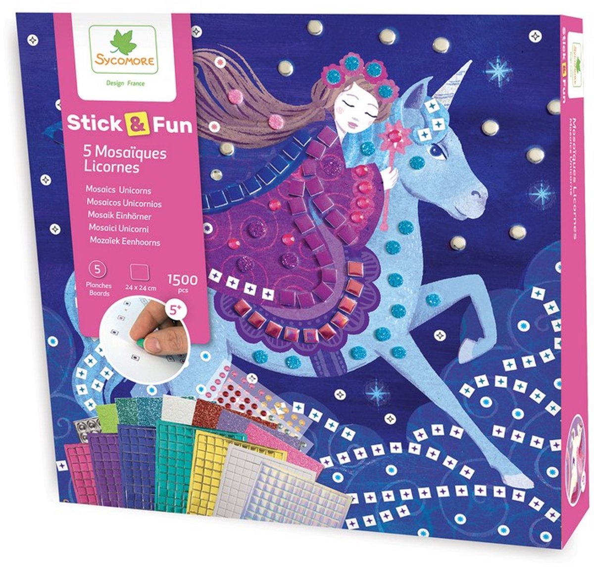 Sycomore mozaïek speelgoed unicorns creatief knutselen kinderen.