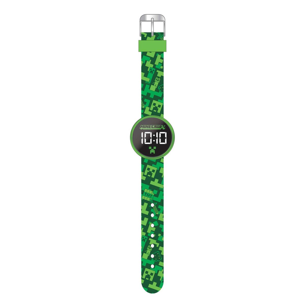 Accutime Minecraft horloge LED rond met verwisselbare batterij.