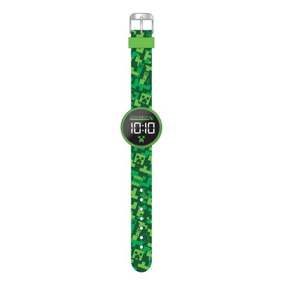 Accutime Minecraft horloge LED rond met verwisselbare batterij.