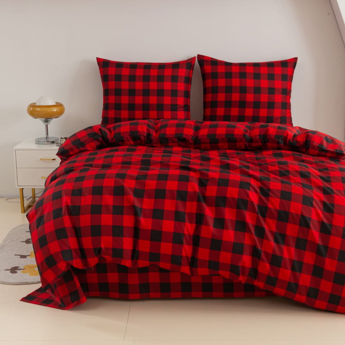 Cotton Market - Dekbedovertrek Set - Houthakkers Ruit - 140x200 cm - Microvezel/Katoenmix & Ritssluiting