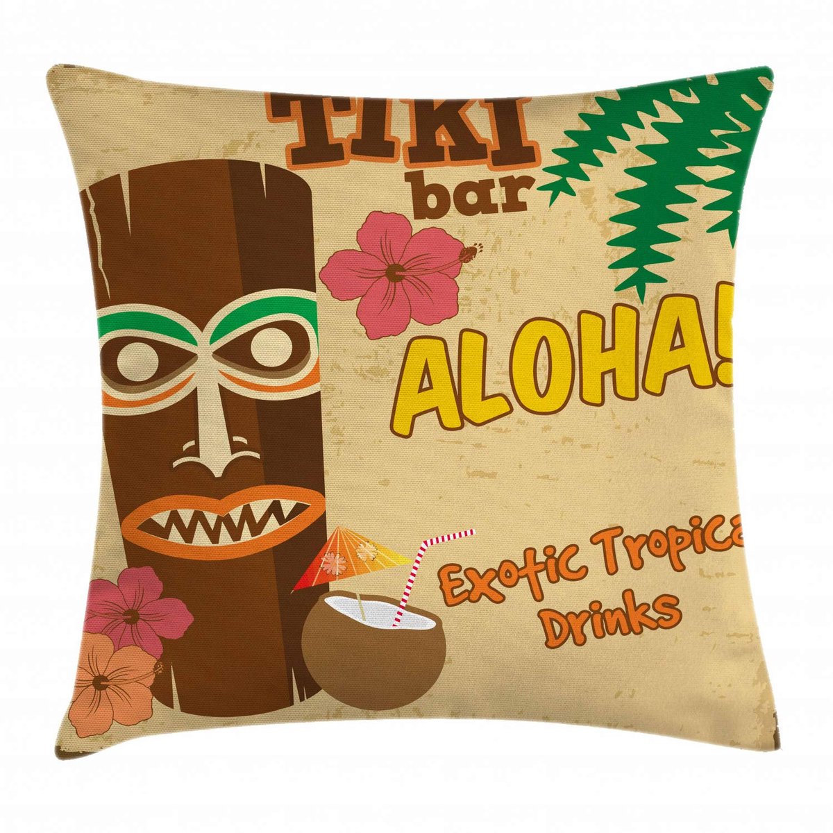 ABAKUHAUS Tiki Bar Kussenhoes – 40×40 cm – Dubbelzijdig bedrukt, Wasbaar